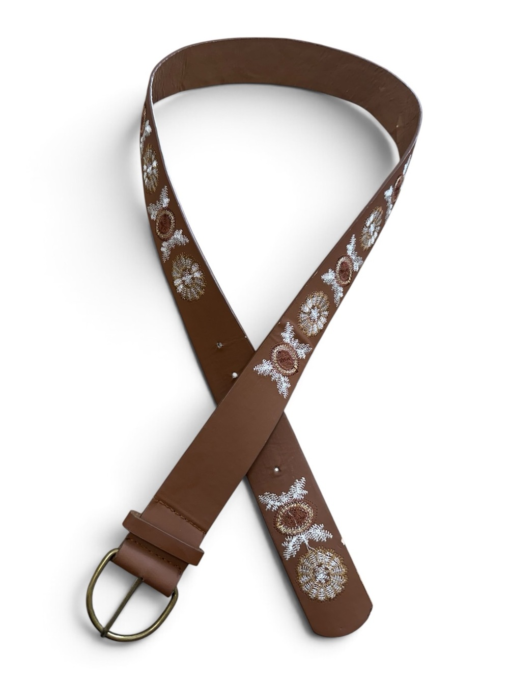 Y2K Faux Leather Embroidered Boho Belt